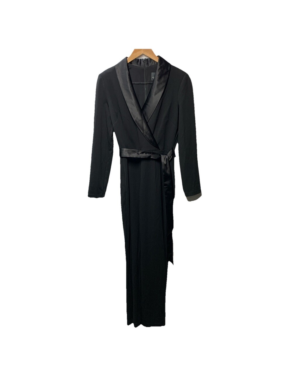 Adrianna Papell AP1D102894 Women's Long-Sleeve Creepe Tuxedo Jumpsuit Black 4
